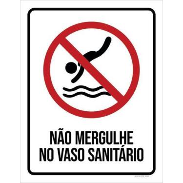 Imagem de Kit 3 Placa Acm Não Mergulhe Vaso Sanitário 18X23 - Sinalizo