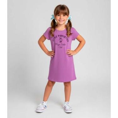 Imagem de Vestido Infantil Manga Curta Estampado Select Roxo, 8, Roxo