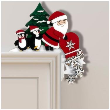 Imagem de Placa Decorativa Natal Sanmtang Pinguim Madeira 20x12cm Para Porta, Janela ou Parede, 60g, Ornamento Festivo, Enfeite Corner Sign 2024
