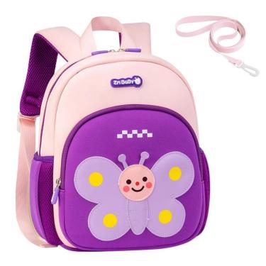 Imagem de Mochila infantil borboleta 3D Padgene com guia de segurança 30 cm