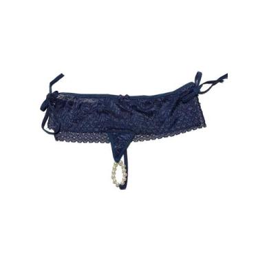 Imagem de Calcinnha Tanga Tailandesa com Pérolas Fio Dental - TJ VIP, U, Azul