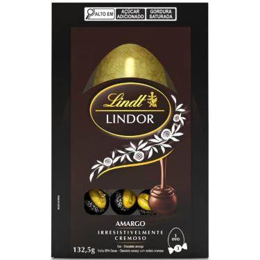 Imagem de Ovo de Páscoa Lindt Lindor Amargo 132g Recheado com Ganache
