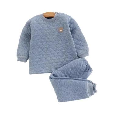 Imagem de Conjunto De Roupa Térmica Grossa De Inverno Para Bebês Meninos E Menin