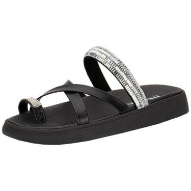 Imagem de Tamanco feminino flat moleca 5469147, Preto, Prata, 36