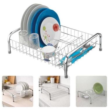 Imagem de Escorredor Louças Pratos Talhetes Copos Pia Super Grande Aço Cromado A