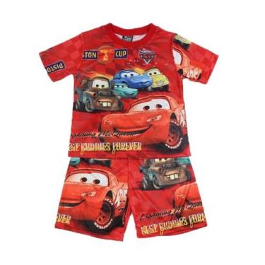 Imagem de Pijama Infantil Menino Carros Poliester Manga Curta cor:VermelhoTamanh