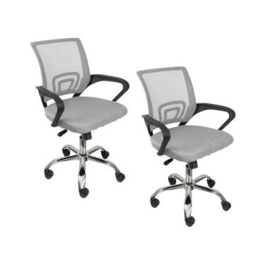 Imagem de Kit 2 Cadeiras De Escritório Oficial Begonia Tela Mesh Ergonômica Cinz