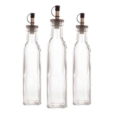 Imagem de Kit 3 Garrafas Para Azeite De Vidro Com Tampa Lyor 270ml
