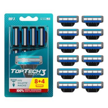 Imagem de Toptech Razor 3 Para Homens - Cartuchos Substituíveis Barbear Manual, Tecnologia De Lâminas, Recargas, Pacote Com 8 Unidades, Compatível Lâminas Afiadas Gillette Mach3 E Suave