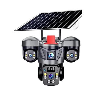 Imagem de Câmera PTZ Externa Solar 6MP WIFI 4G KERUI V380 pro Com Três Lentes Pa