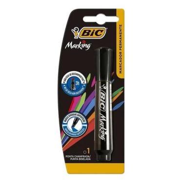 Imagem de Pincel Marcador Preto Permanente Marking Ponta Chanfrada Preto - bic