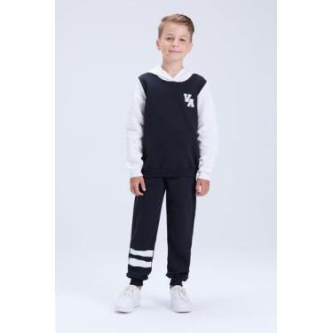 Imagem de Conjunto Infantil de Inverno Masculino Moletom Colegial VA com Capuz, 