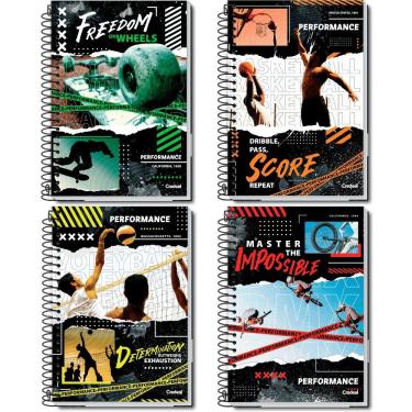 Imagem de Caderno Espiral Credeal Performance Capa Dura 1 Matéria 80 Folhas Pautadas 200X275MM Kit 4 Unidades