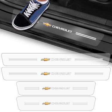 Imagem de Kit 4 Adesivos para Soleira de Porta de Carro Seven Smart Proteção Anti Arranhões Fibra de Carbono Uv Oem