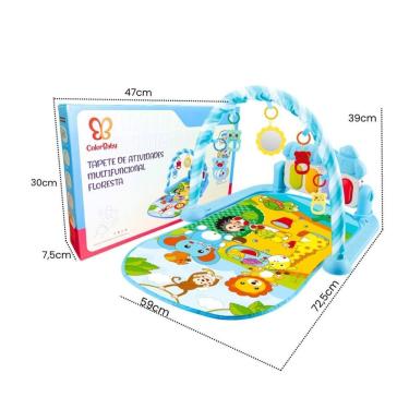Imagem de Tapete de Atividades para Bebê Tapete Musical Floresta Azul com Piano Interativo e Móbi...