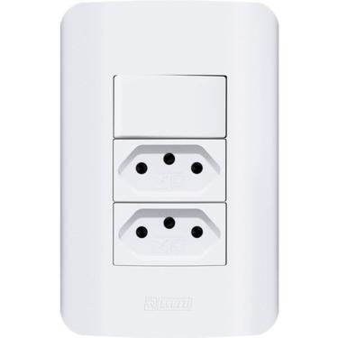 Imagem de Tomadas e Interruptores Linha Canoa 10A e 20A com Placas 4x2 e 4x4 sem Parafuso Aparente Branco OEM