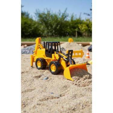 Imagem de 2x Retroescavadeira Infantil 50cm Amarela - Grande Diversão - Congratu