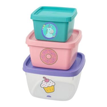 Imagem de Kit 3 Potes Infantil Menino Menina Papinha Lanche Bpa Free - - PLASUTI
