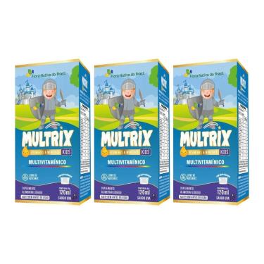 Imagem de Kit 3x Multrix Infantil Vitaminas A Z 3x120ml Uva Flora-Unissex