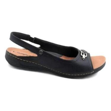 Imagem de Sandália Campesí Salto Rasteiro Baixo Feminina Calce Fácil Preto-Feminino