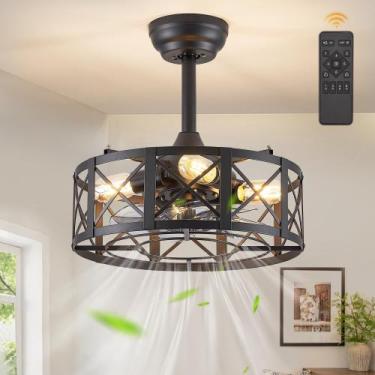 Imagem de Ventilador de Teto Fanbulous 16 polegadas Preto Fandelier com Controle