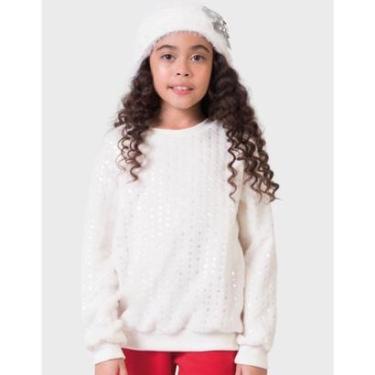 Imagem de Casaco Holográfico Branco Detalhes Inverno Dia a Dia Elegante Frio Moda - Menina 4 a 14...