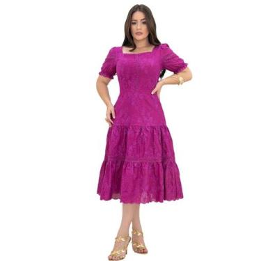 Imagem de Vestido Moda Evangélico Social Midi Em Leze Algodão Promocão - ZAMPA, 