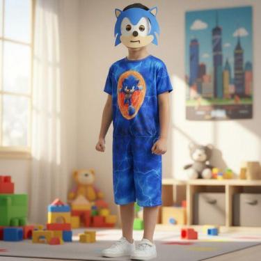Imagem de Fantasia Infantil Sonic Azul - Macacão C/ Máscara - Pequenos Encantos 