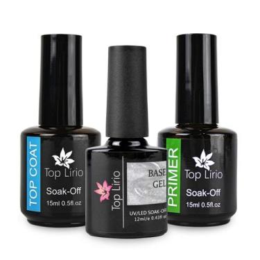 Imagem de Kit Blindagem Unhas Top Lírio Base Gel Top Coat Primer Manicure Unha d
