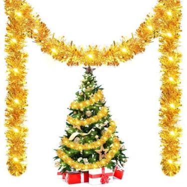 Imagem de Árvore de Natal Garland Kingdder Prelit Tinsel com luzes 5m