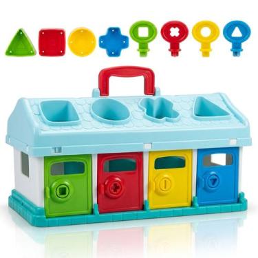 Imagem de Brinquedo Educativo Casinha Didática De Encaixe Com Peças Coloridas E 