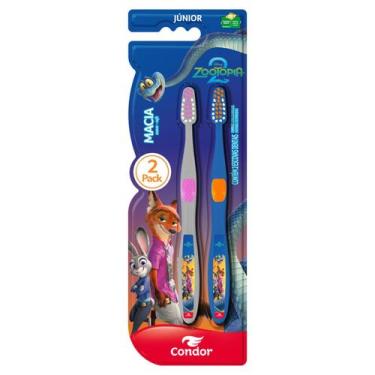 Imagem de Condor Escova Dental Zootopia Infantil Macia Júnior 2 Unidades Cerdas 
