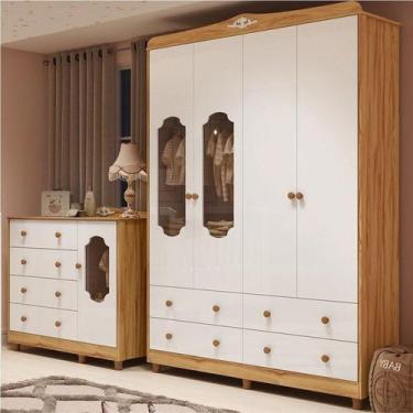 Imagem de Quarto de Bebê com Guarda-Roupa e Cômoda Janelados 100% MDF Mateo Prov