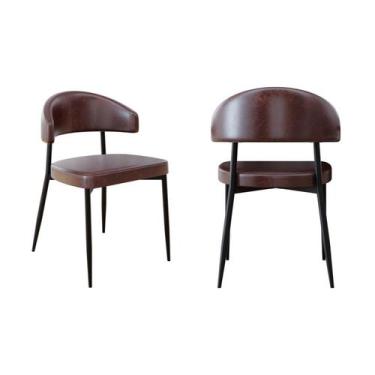 Imagem de Cadeira Bless Fixa com 4 Pés 55 x 52,5 x 77,5 cm com 2 Unidades Marrom
