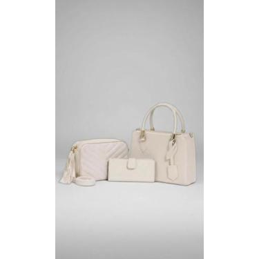 Imagem de Kit 3 Bolsas Femininas Com Carteira Creme - Congratulations Store