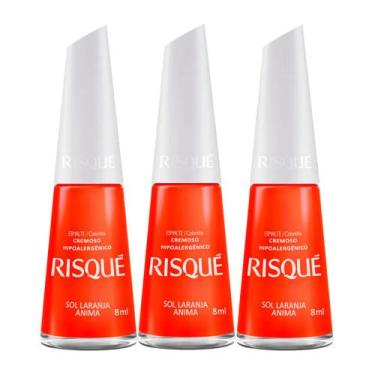 Imagem de Kit 3 Esmalte Risqué Cor Sol Laranja Anima com 8ml