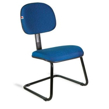 Imagem de Cadeira Secretária Pé Contínuo Tecido Azul Com Preto - Ideaflex