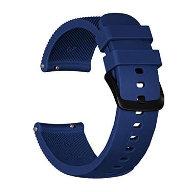 Imagem de Pulseira 20mm Silicone compatível com Samsung Gear Sport R600 - Galaxy Watch Active 1 e 2 - Galaxy Watch 3 41mm - Galaxy Watch 42mm - Amazfit GTR 42mm - Amazfit GTS - Amazfit BIP - Marca LTIMPORTS (Azul Escuro)
