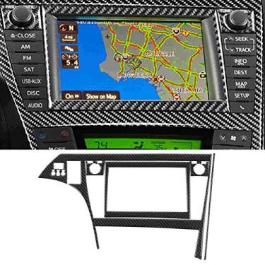 Imagem de Qiilu 7 peças painel de navegação de carro guarnição de fibra de carbono console central painel painel guarnição GPS display quadro guarnição decoração interior carro apto para Prius 2012-2015 LHD