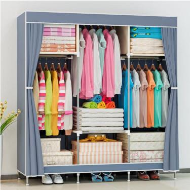 Imagem de Guarda Roupa Dobrável Organizador Armário para Organizar Roupas - Cinza
