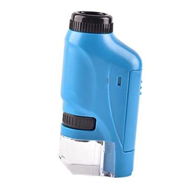 Imagem de ZTBH Kit de acessórios para microscópio Kit de microscópio portátil Luz LED de laboratório 60X-120X Microscópio Slides (Cor: Azul)