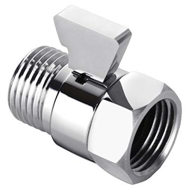 Imagem de Tenfe Válvula de controle de fluxo de água para cabeça de chuveiro, regulador de pressão de água ajustável em latão para válvula de desligamento de chuveiro manual, interruptor de liga/desliga cromado polido G1/2 Conexão padrão