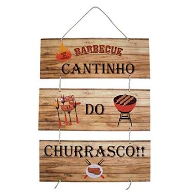 Imagem de Placa Decorativa Cantinho Churrasco Mdf Com Corda 70x40 Cm