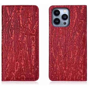 Imagem de KKFAUS Capa de telefone flip magnética com suporte de cartão, para Apple iPhone 13 Pro Max (2021) 6,7 polegadas padrão de casca de couro folio Kickstand case coldre (cor: vermelho)