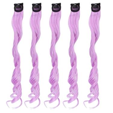 Imagem de extensões de cabelo humano extensões de cabelo sintético encaracolado grampos de cabelo perucas encaracoladas Aurora Roxa