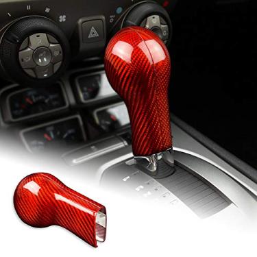 Imagem de AIRSPEED Capa vermelha para câmbio de engrenagem de carro decoração interior para Chevrolet Camaro 2010 2011 2012 2013 2014 2015, fibra de carbono