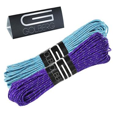 Imagem de Corda de 1,8 mm reflexiva fluorescente para paraquedas de 2,4 kg da GOLBERG em 20 metros – Perfeita para linha de pessoal, corda de tenda, acampamento, caminhadas, Reflective Acid Purple/Neon Turquoise