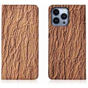 Imagem de HAODEE Capa de telefone flip magnética com suporte de cartão, para Apple iPhone 13 Pro Max (2021) 6,7 polegadas padrão de casca de couro Folio Kickstand Case Holster (Cor: marrom)