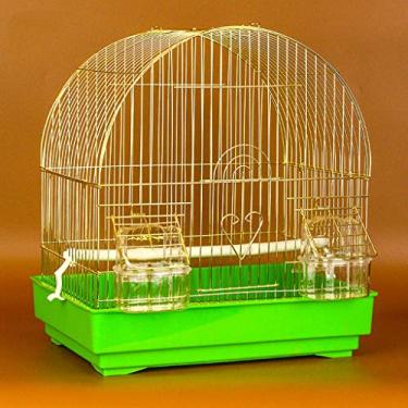Imagem de KIZQYN Gaiolas de pássaros penduradas para pequeno papagaio conure tentilhão canário budgie Lovebird gaiola de pássaro, pássaros pequenos portáteis gaiola de viagem gaiola de voo (cor: verde)