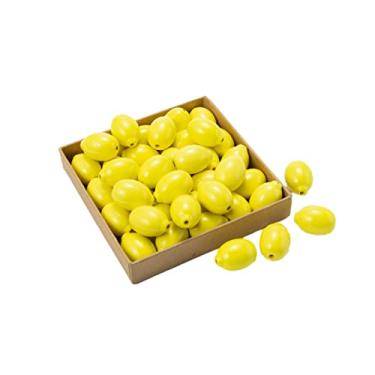 Imagem de Decoendiy 50 peças de contas de madeira de limão 20 x 30 mm amarelo em forma de limão contas de artesanato de madeira verão bonito espaçador de frutas contas soltas para artesanato faça você mesmo guirlanda de casa de fazenda